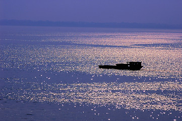 Image showing Fishing boat in lake