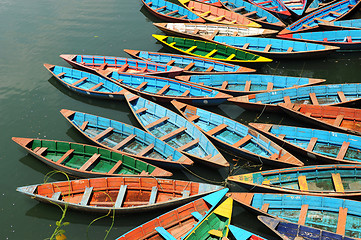 Image showing Colorful tour boats 