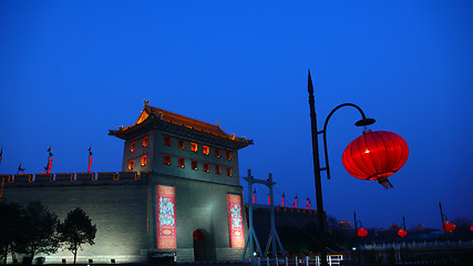 Image showing Night scenes of Xian China