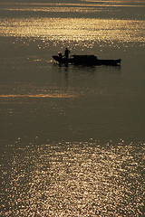 Image showing Fishing boat in lake