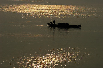 Image showing Fishing boat in lake