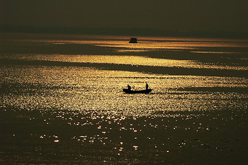 Image showing Fishing boat in lake