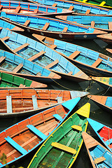 Image showing Colorful tour boats