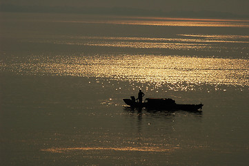 Image showing Fishing boat in lake