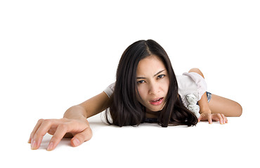 Image showing woman crawling on all fours