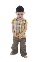 Image showing shy boy on white background