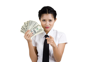 Image showing businesswoman with a lot of money