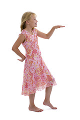 Image showing blond girl doing a funny dancing 
