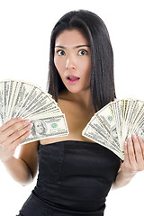 Image showing woman with much money