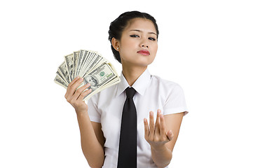 Image showing businesswoman with a lot of money