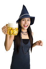 Image showing pretty woman with beer