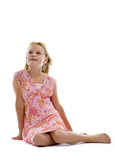 Image showing blond girl sitting in studio