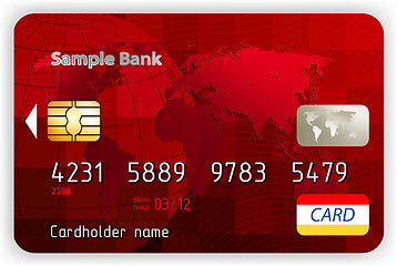 Image showing Vector red credit cards, front view. EPS 8