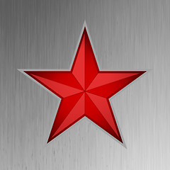 Image showing Red star on steel background. EPS 8