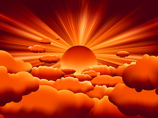 Image showing Vector sunburst. sunset on cloud. EPS 8