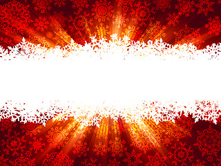 Image showing Red lights rays christmas card template. EPS 8