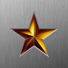 Image showing Gold metallic star on a metallic background. EPS 8