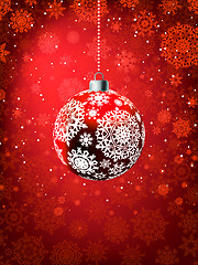 Image showing Christmas ball on falling flakes template. EPS 8