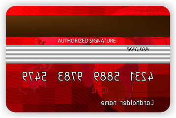 Image showing Vector red credit cards, back view. EPS 8