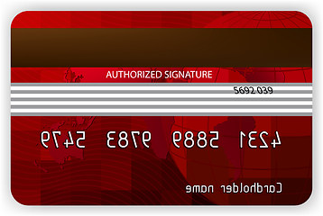 Image showing Vector red credit cards, back view. EPS 8