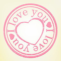 Image showing Grunge Stamp: I Lov? you. Pink color. EPS 8