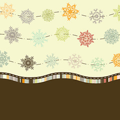 Image showing Retro Card Template with Snowflakes. EPS 8