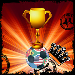 Image showing Gold soccer cup with all flags of groups. EPS 8