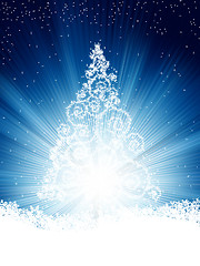 Image showing Snowflakes and Christmas tree, illustration. EPS 8