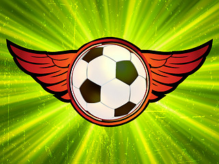 Image showing Grunge emblem, winged soccer ball. EPS 8