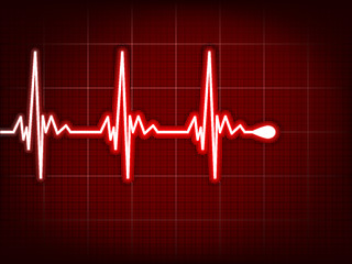 Image showing Heart cardiogram with shadow on it deep red. EPS 8