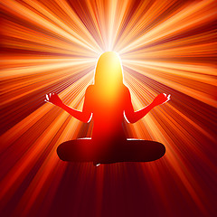 Image showing Yoga illustrations with burst of light. EPS 8