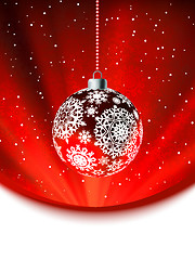 Image showing Christmas ball on falling flakes template. EPS 8