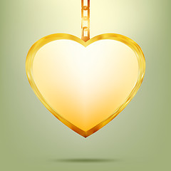 Image showing Golden pendant in shape of heart on chain. EPS 8