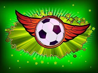Image showing Grunge emblem, winged soccer ball and stars. EPS 8