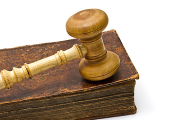 Image showing Old book and gavel 