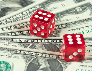 Image showing Playing cubes and money.