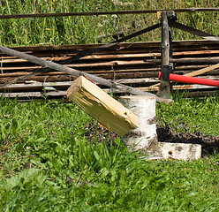 Image showing Cabin of birch fire wood.