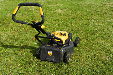 Image showing Lawnmower on a lawn.
