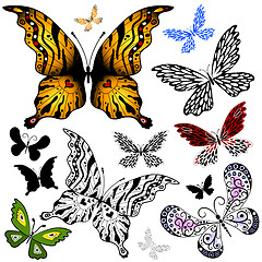 Image showing Set abstract butterflies