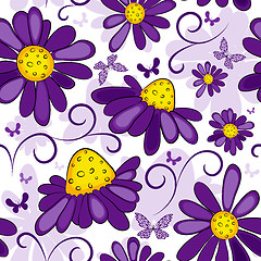 Image showing Floral seamless white-violet pattern