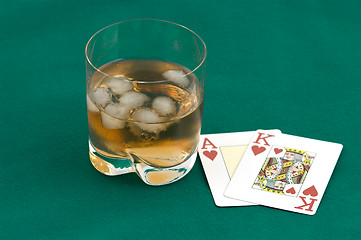 Image showing Cards and a glass of whisky.