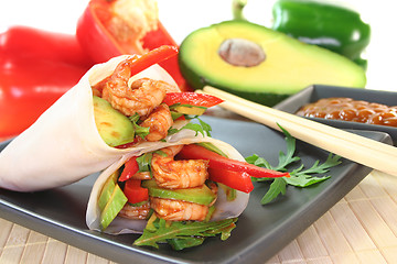 Image showing King Prawn - Avocado Wrap