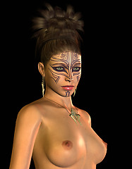 Image showing Amazon with facial tattoo