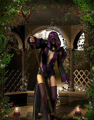 Image showing Sorceress with magic wand