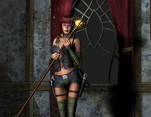 Image showing woman armed with a magic wand