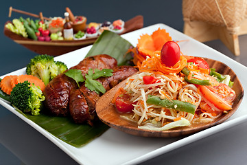 Image showing Thai Sausage and Som Tum