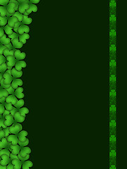 Image showing Shamrock Leaves with Stripe on Dark Green Background