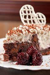 Image showing Blackberry cake slice