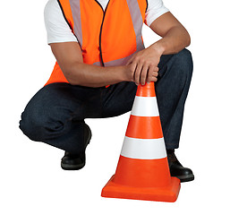 Image showing road worker closeup