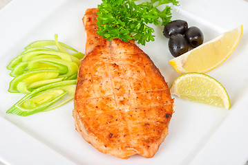 Image showing Grilled salmon steak